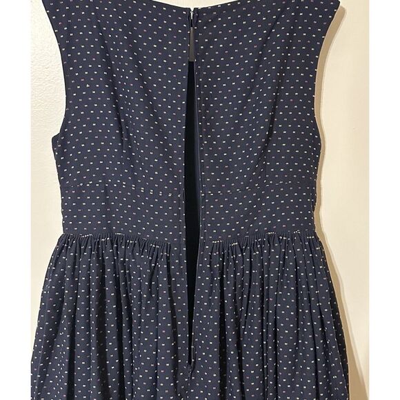 ModCloth Dress Blue Retro Full VNeck Sleeveless Pockets Fit & Flare Maxi Size 14 - Picture 9 of 14